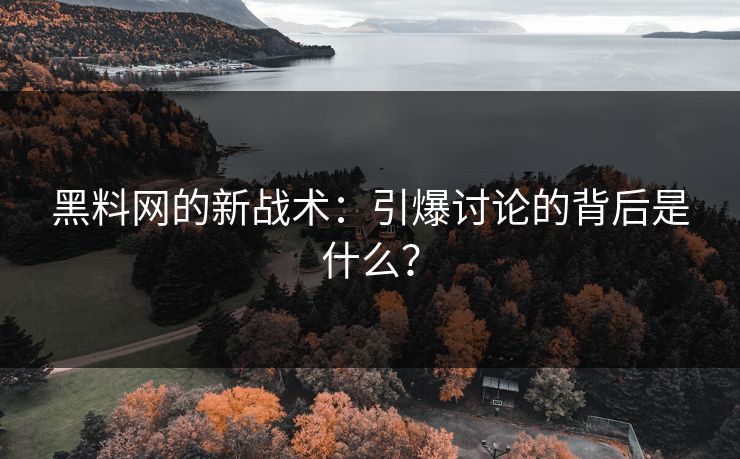 黑料网的新战术：引爆讨论的背后是什么？
