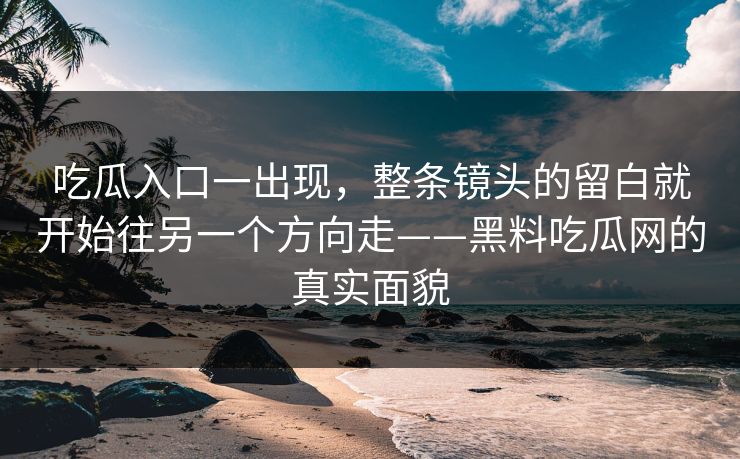 吃瓜入口一出现，整条镜头的留白就开始往另一个方向走——黑料吃瓜网的真实面貌